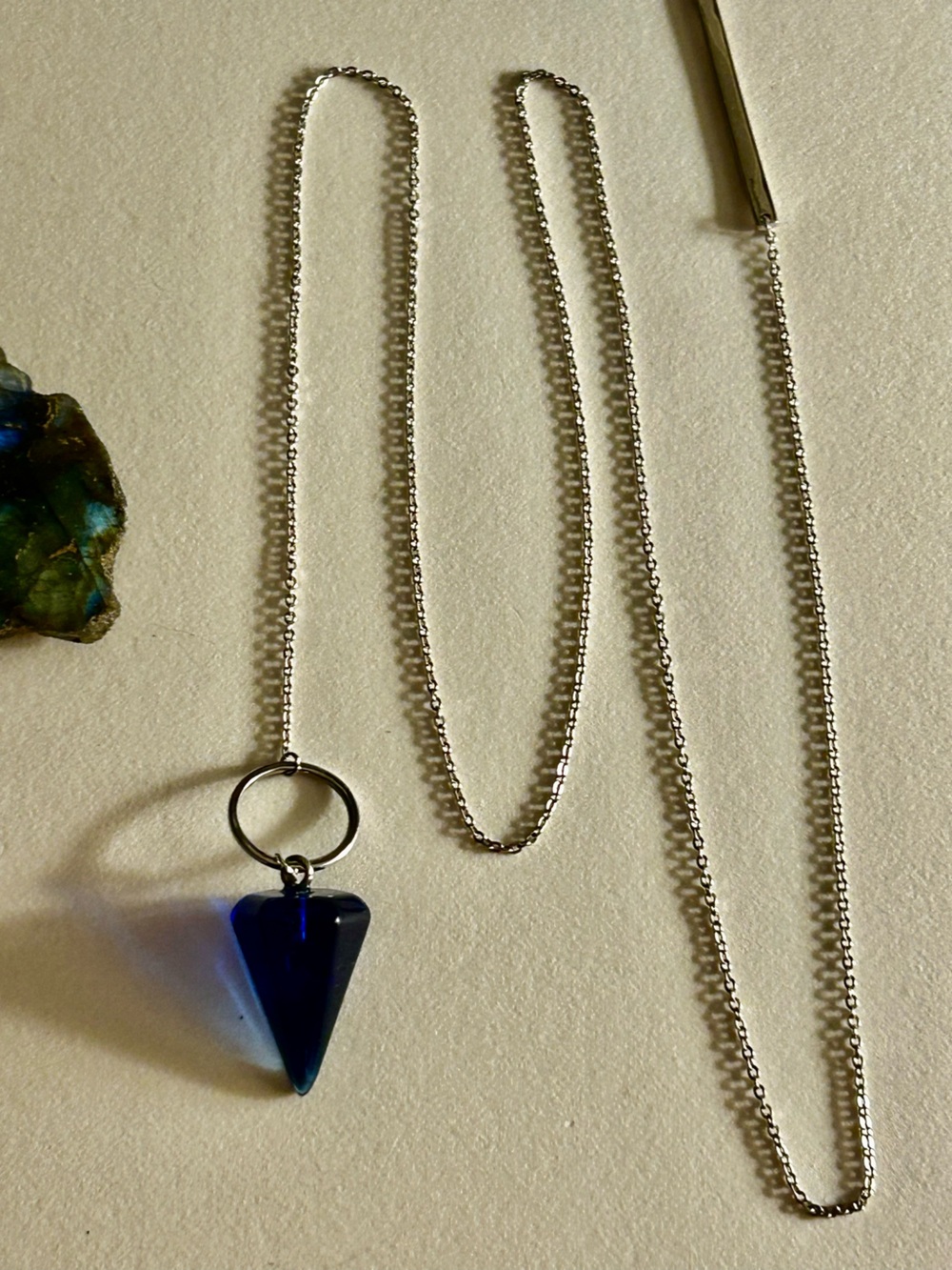 NWOT Necklace .925 Sterling Silver Lariat Toggle w Cobalt Blue Glass scrying orb
